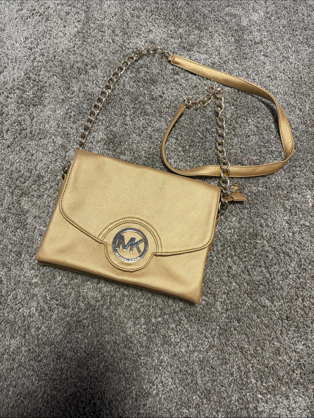 Michael Kors Metallic Gold MK Logo Crossbody